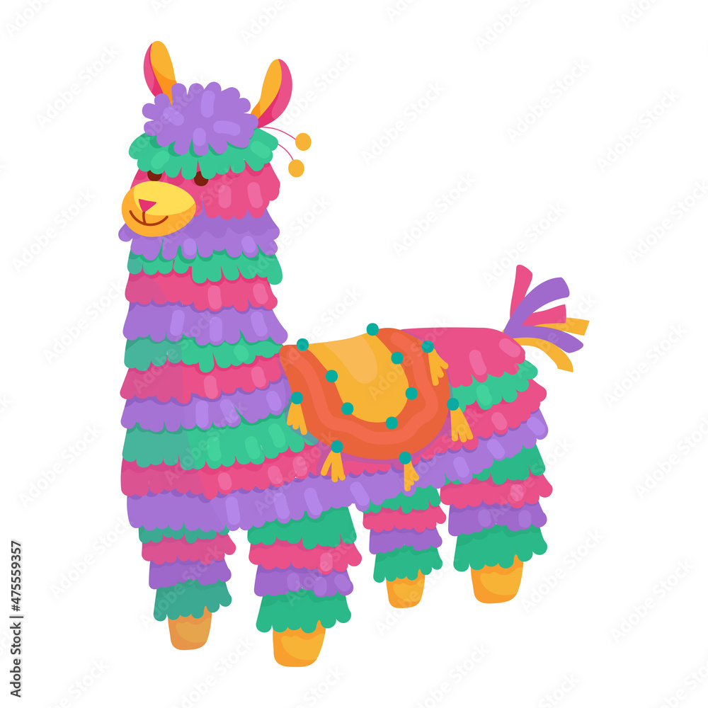 Bright Mexican llama piñata.Cartoon vector graphic. Stock Vector | Adobe  Stock