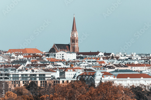 View of different buildings and Schonbrunner Schloss among them in Vienna, Austria photo