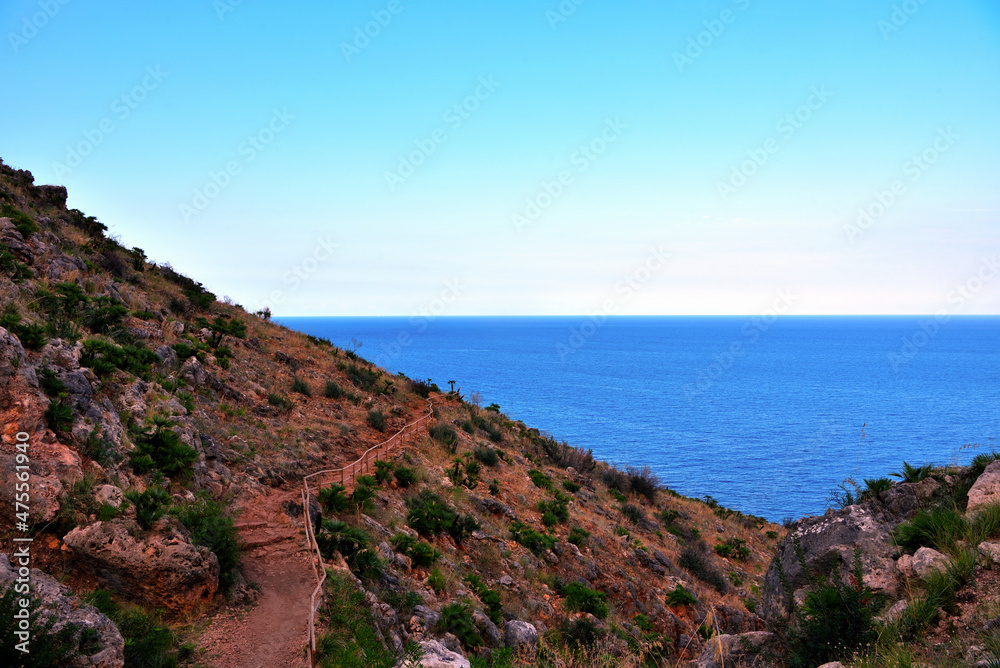 coastal path in the zingaro natural reserve sicily italy
