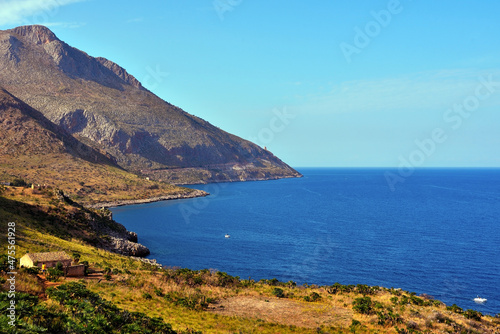 coastal panorama in the zingaro natural reserve sicily italy © maudanros
