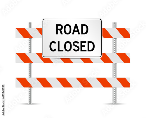 Road closed traffic control standing sign vector