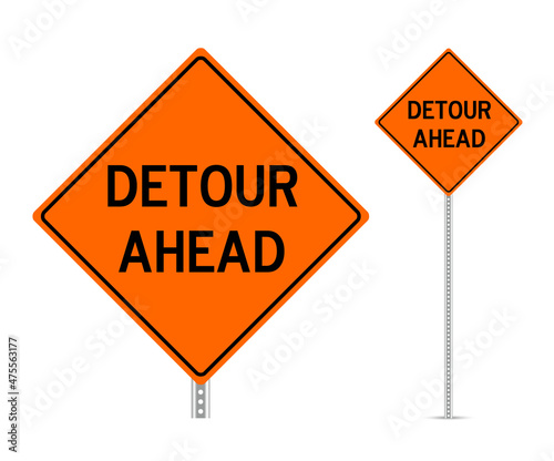 Detour ahead traffic sign vector