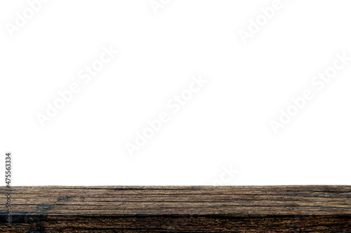 Front view of old wooden sign isolated on white background, plank textures.