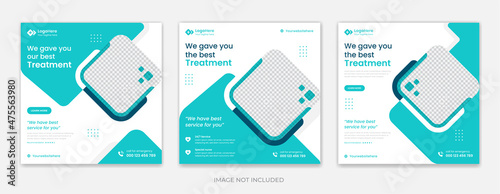 Medical social media post template design set for health, treatment, doctor Instagram banner vector