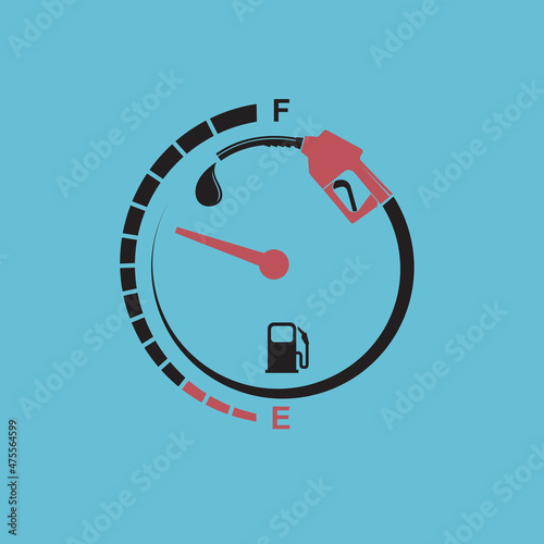 gasoline fuel pump nozzle poster isolated on blue background