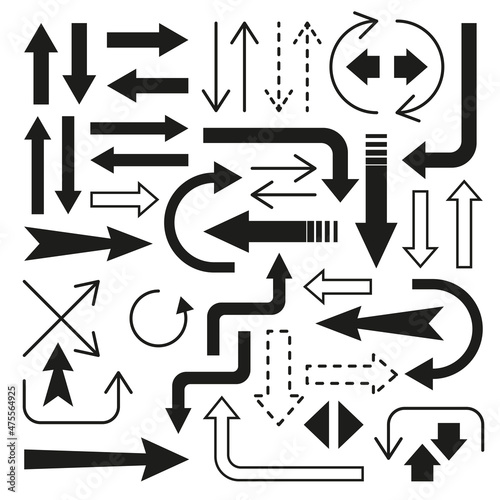 Many geometric arrows pointing in different directions