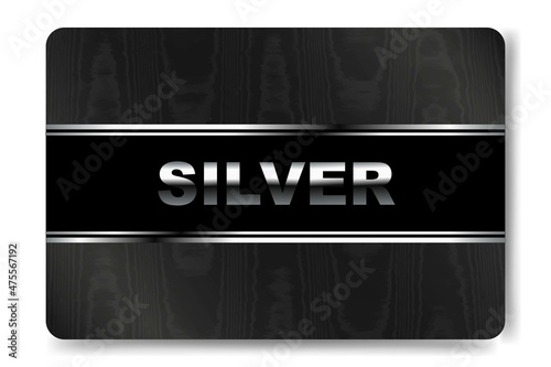 Club vip silver card. Black and silver design. Dark premium template. Vector illustration
