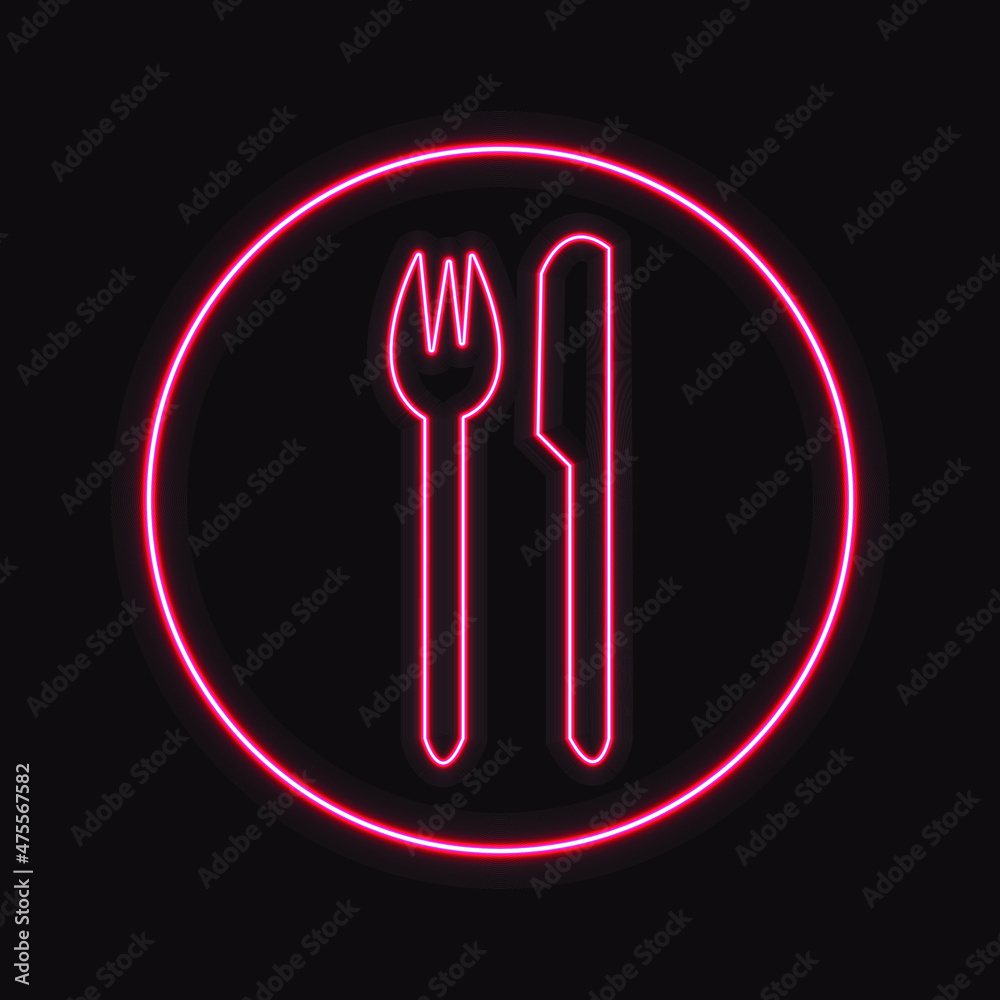 Restaurant Sign icon Design with Neon Light effect. eps 10 Restaurant Sign icon Design with Neon Light effect. eps 10