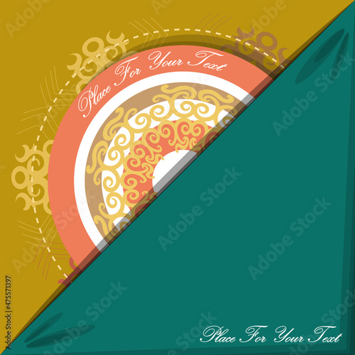 Color original template for postcards, invitations, greetings, business cards, brochures and more. Stylized circular pattern, mandala, emblem. Vector illustration
