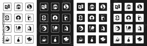 Set Rabbit, Apple, No leather, Vegetarian food menu, Fresh smoothie, Vegan diet, Paper package for milk and Pig icon. Vector