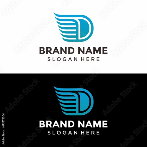 Letter D Wings Logo Vector