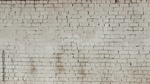 White brick wall for background or texture