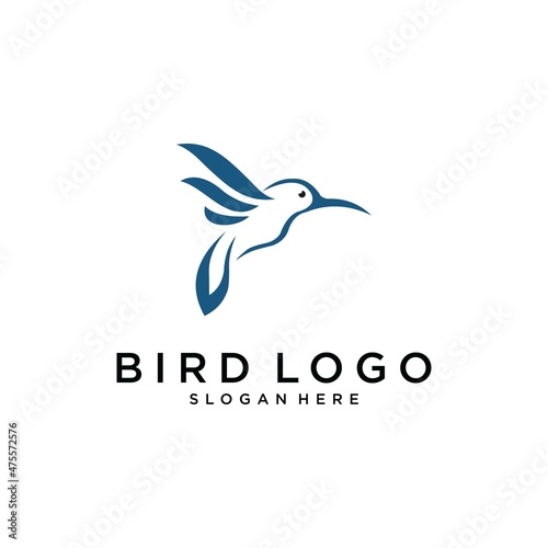 Hummingbird illustration vector logo design. Bird vector logo design.