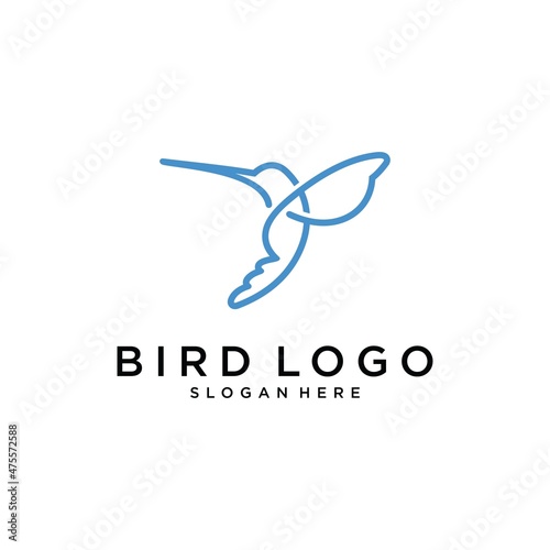 Hummingbird illustration vector logo design. Bird vector logo design.