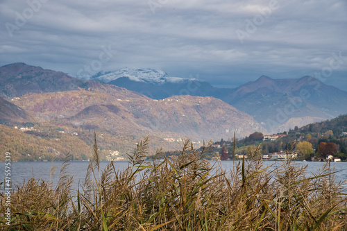 Lake Orta and Orta San Giulio town in the Province of Novara in Italy