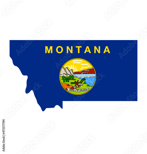 montana mt map shape with state flag icon photo