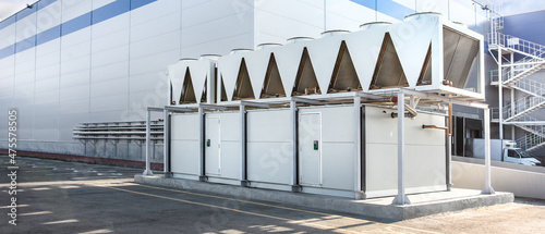 Canvas Print Industrial refrigerator. Conditioning system of a huge warehouse.