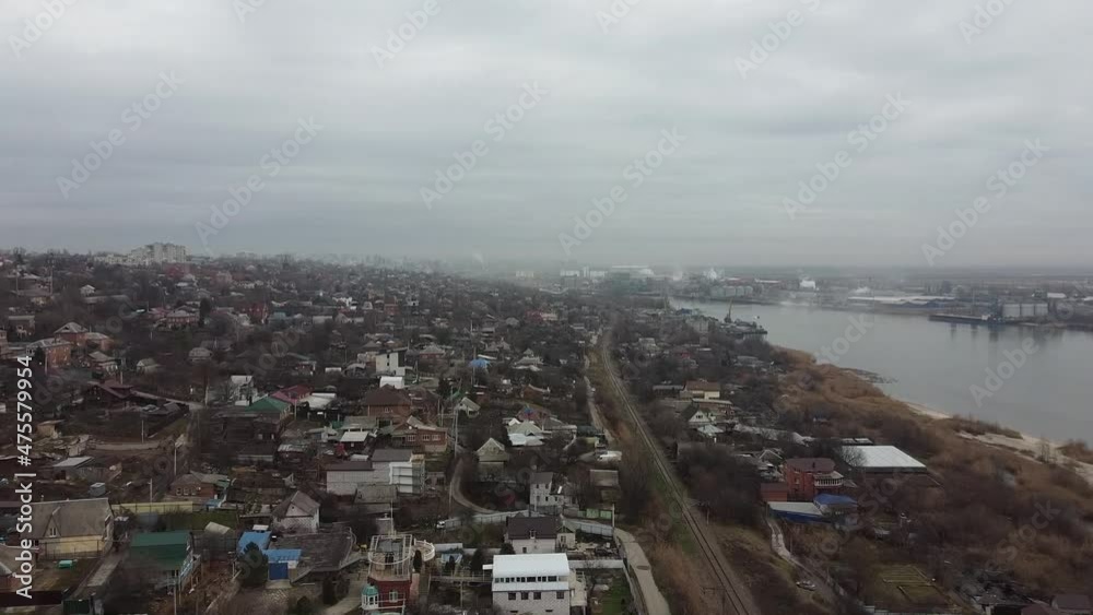 Cloudy river don city to the left sinking