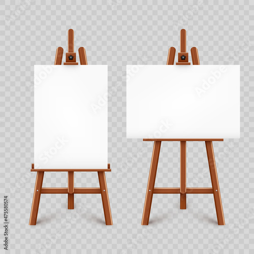 Realistic paint desk with blank white canvas Fototapet