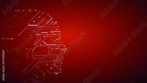 futuristic circuit human head design, vectoral illustration