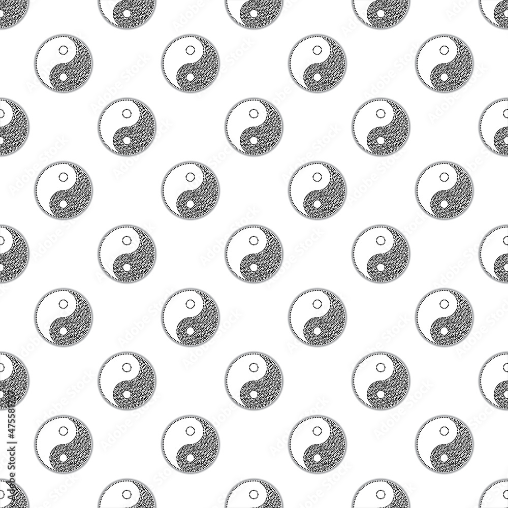 Seamless wallpaper pattern with symbol Yin yang of dots. Vector illustration Seamless wallpaper pattern with symbol Yin yang of dots. Vector illustration