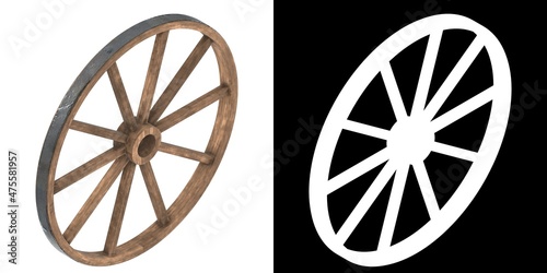 3D rendering illustration of a cart wheel