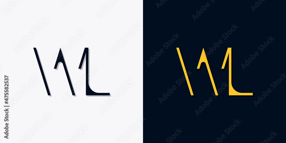 Minimalist abstract initial letters WL logo.