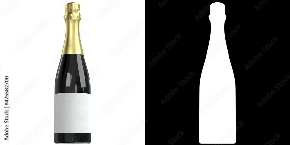 3D rendering illustration of a champagne bottle 3D rendering illustration of a champagne bottle