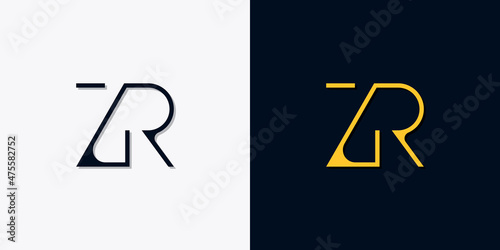 Minimalist abstract initial letters ZR logo. photo