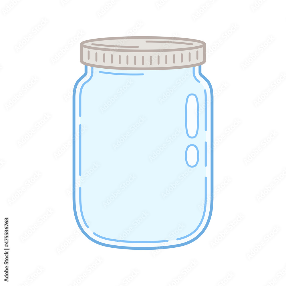 Empty jar with screw cap. Cartoon style artwork. Vector illustration. Empty jar with screw cap. Cartoon style artwork. Vector illustration.