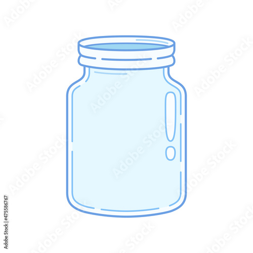 Empty glass jar. Cartoon style artwork. Vector illustration.