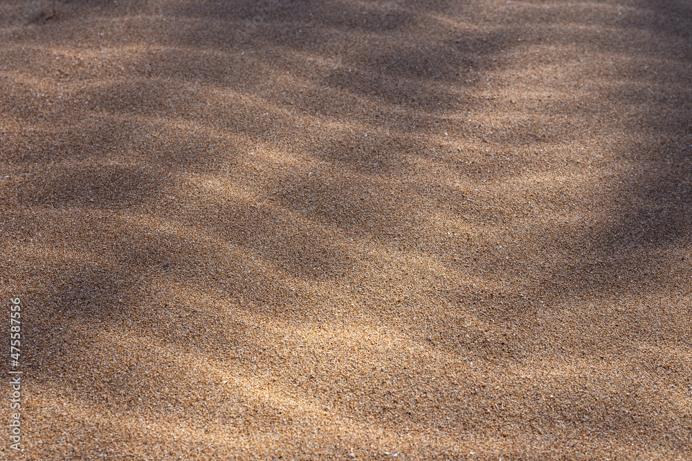 Close-up of sand on the beach with wave form produced by the wind Close-up of sand on the beach with wave form produced by the wind