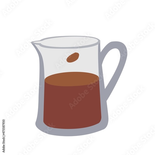 Vector illustration. Glass coffee teapot with freshly brewed coffee. Menu design, signboards, showcases, shop, postcards, posters, wallpapers.