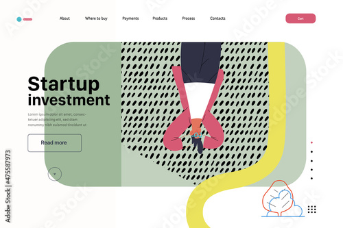 Startup illustration, website landing template. Concept of building new business