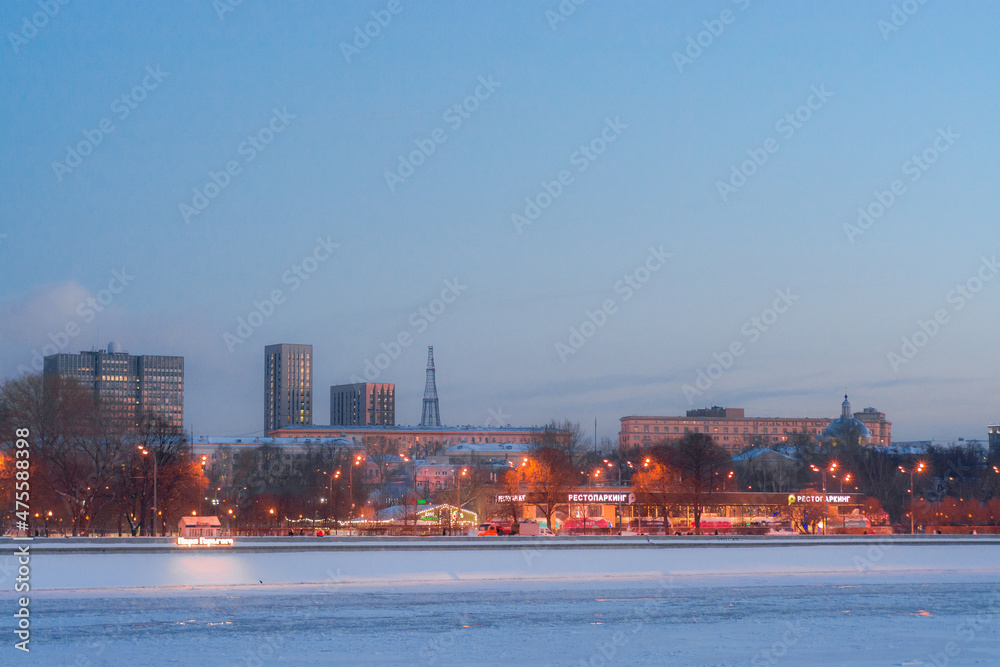 Panorama with Shukhov tower in winter Moscow Panorama with Shukhov tower in winter Moscow