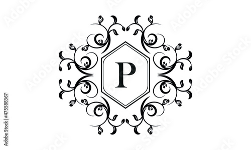 Elegant monogram design with letter P for restaurant logo, boutique, emblem, jewelry, business.