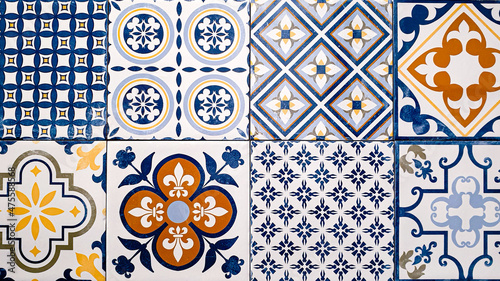 Wall tiles with different patterns and colours design