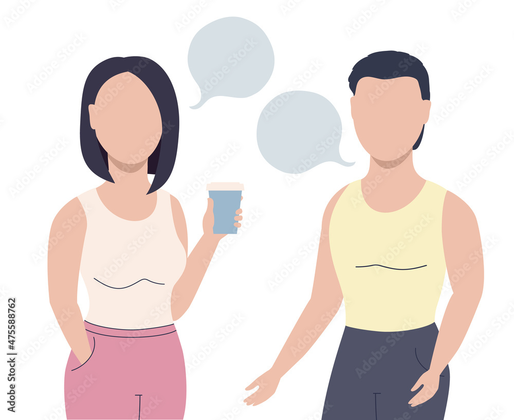 dialogues between man and woman. flat vector illustration. dialogues between man and woman. flat vector illustration.