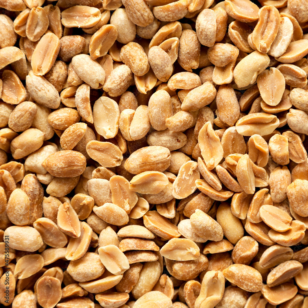 Roasted Salted Shelled Peanuts, top view. Close-up. Roasted Salted Shelled Peanuts, top view. Close-up.