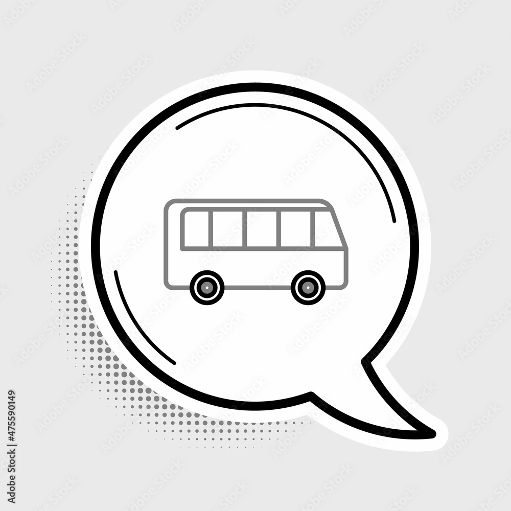Line Bus icon isolated on grey background. Transportation concept. Bus tour transport sign. Tourism or public vehicle symbol. Colorful outline concept. Vector Line Bus icon isolated on grey background. Transportation concept. Bus tour transport sign. Tourism or public vehicle symbol. Colorful outline concept. Vector