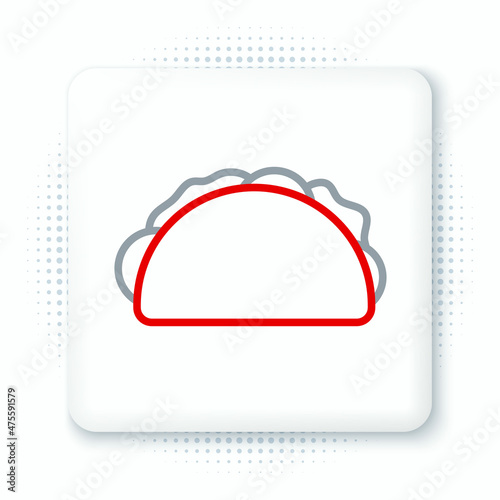 Line Taco with tortilla icon isolated on white background. Traditional mexican fast food menu. Colorful outline concept. Vector