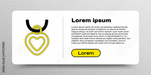 Line Necklace with heart shaped pendant icon isolated on white background. Jewellery decoration. International Happy Women Day. Colorful outline concept. Vector