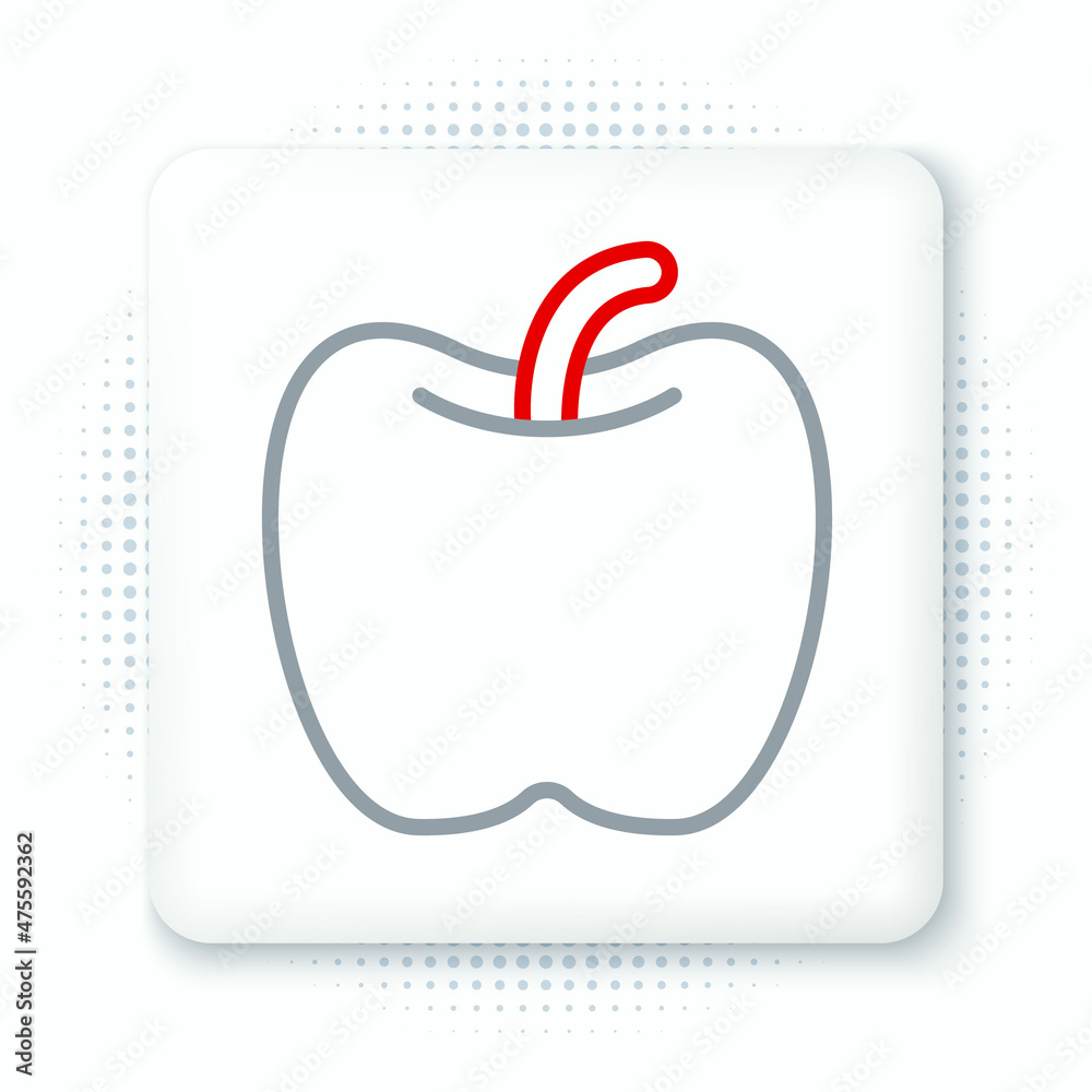 Line Apple icon isolated on white background. Excess weight. Healthy diet menu. Fitness diet apple. Colorful outline concept. Vector Line Apple icon isolated on white background. Excess weight. Healthy diet menu. Fitness diet apple. Colorful outline concept. Vector