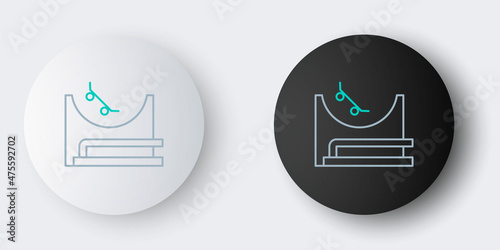 Line Skate park icon isolated on grey background. Set of ramp, roller, stairs for a skatepark. Extreme sport. Colorful outline concept. Vector