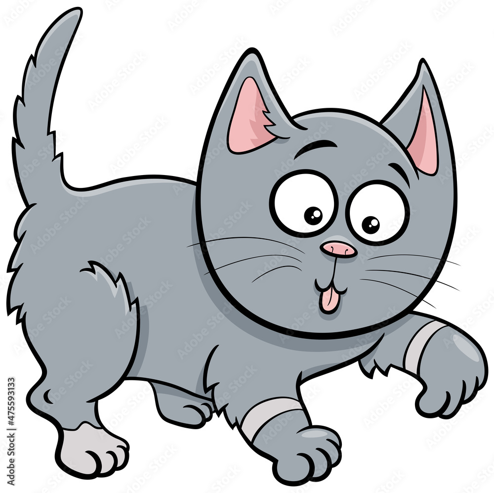 playful cartoon cat or kitten animal character playful cartoon cat or kitten animal character