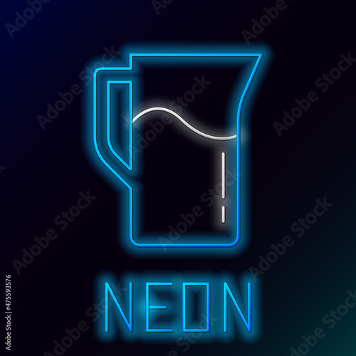 Glowing neon line Milk jug or pitcher icon isolated on black background. Colorful outline concept. Vector