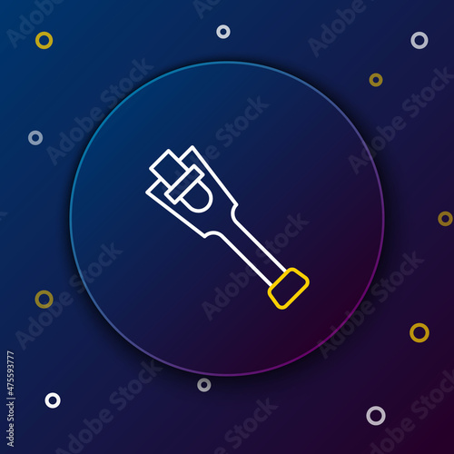 Line Prosthesis leg icon isolated on blue background. Futuristic concept of bionic leg, robotic mechanical leg. Colorful outline concept. Vector