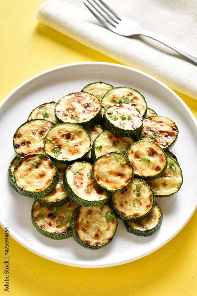 Roasted zucchini on plate
