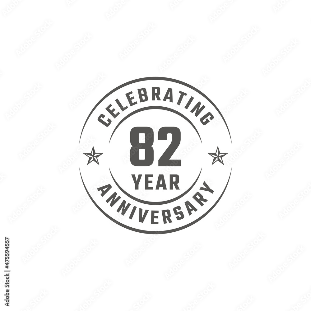 82 Year Anniversary Celebration Emblem Badge with Gray Color for Celebration Event, Wedding, Greeting card, and Invitation Isolated on White Background 82 Year Anniversary Celebration Emblem Badge with Gray Color for Celebration Event, Wedding, Greeting card, and Invitation Isolated on White Background