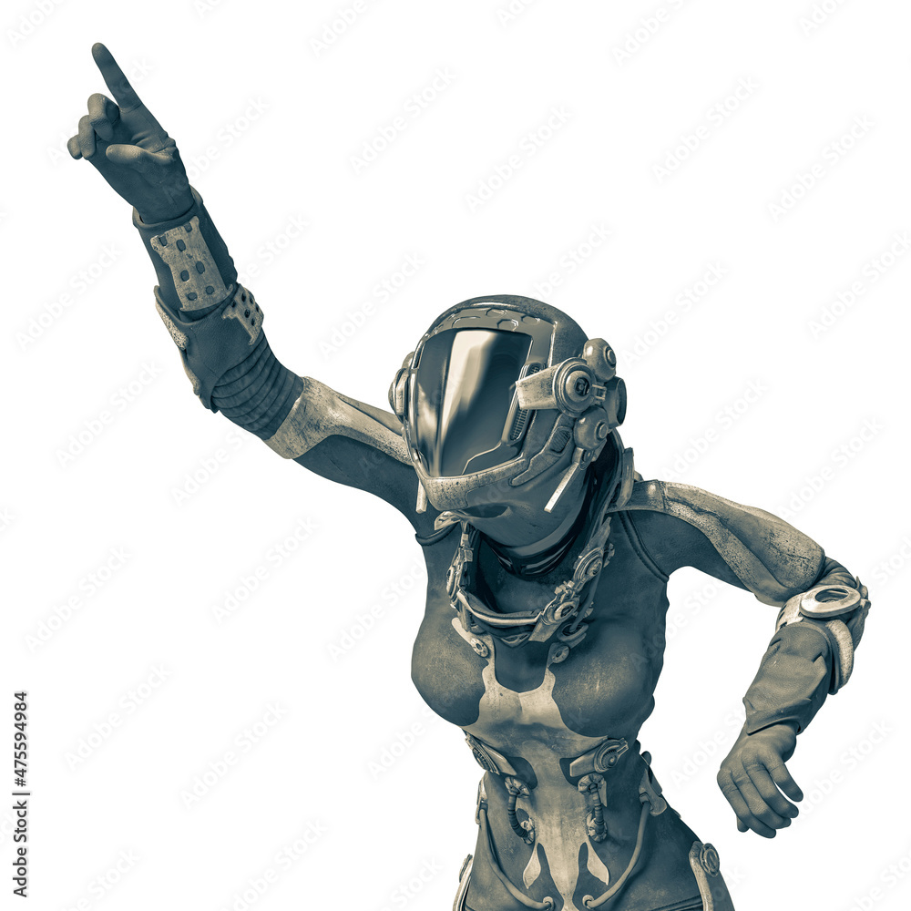 apocalyptic astronaut girl exploring arround apocalyptic astronaut girl exploring arround